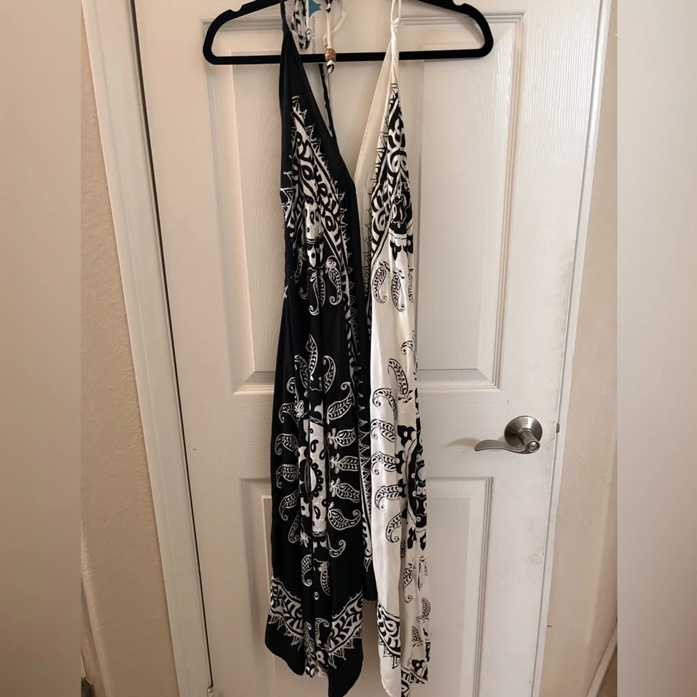 Advance Apparels Black and White Paisley Halter Dress - Picture 2 of 14